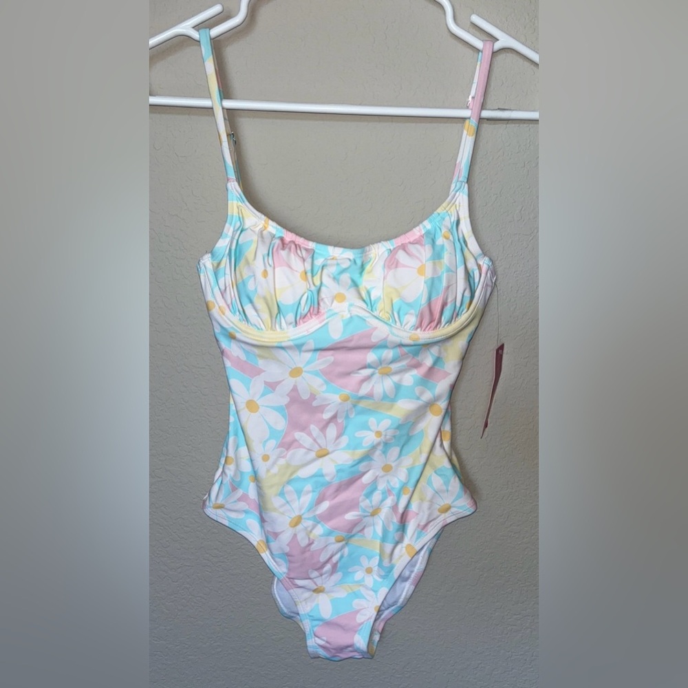 NEW WITH TAGS Ninety-Nine Blue and Pink Floral One Piece Swimsuit